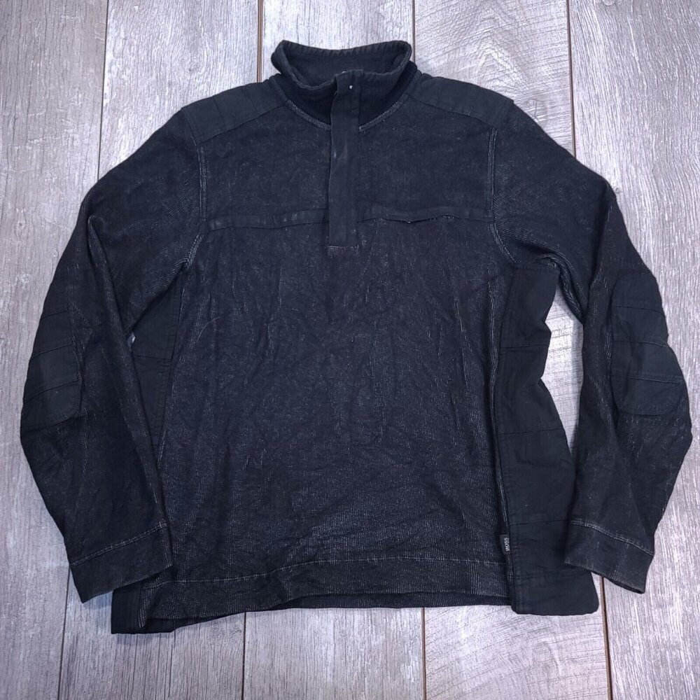 Hugo Boss Mens Sondrio 1/4 Zip Sweater Size Medium Black Pullover Long Sleeve